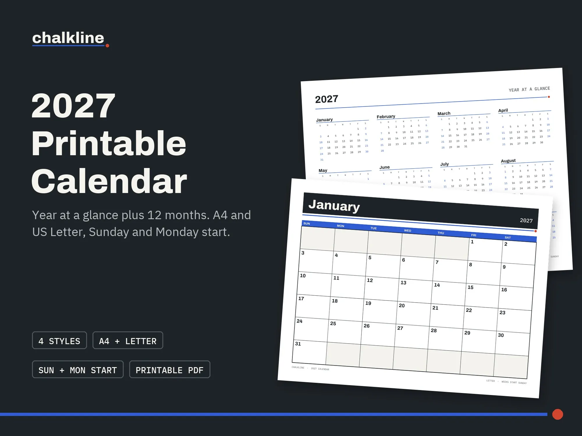 2027 Printable Calendar: cover image