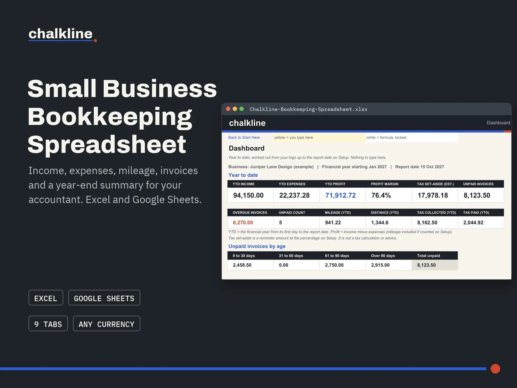 Small Business Bookkeeping Spreadsheet: cover image