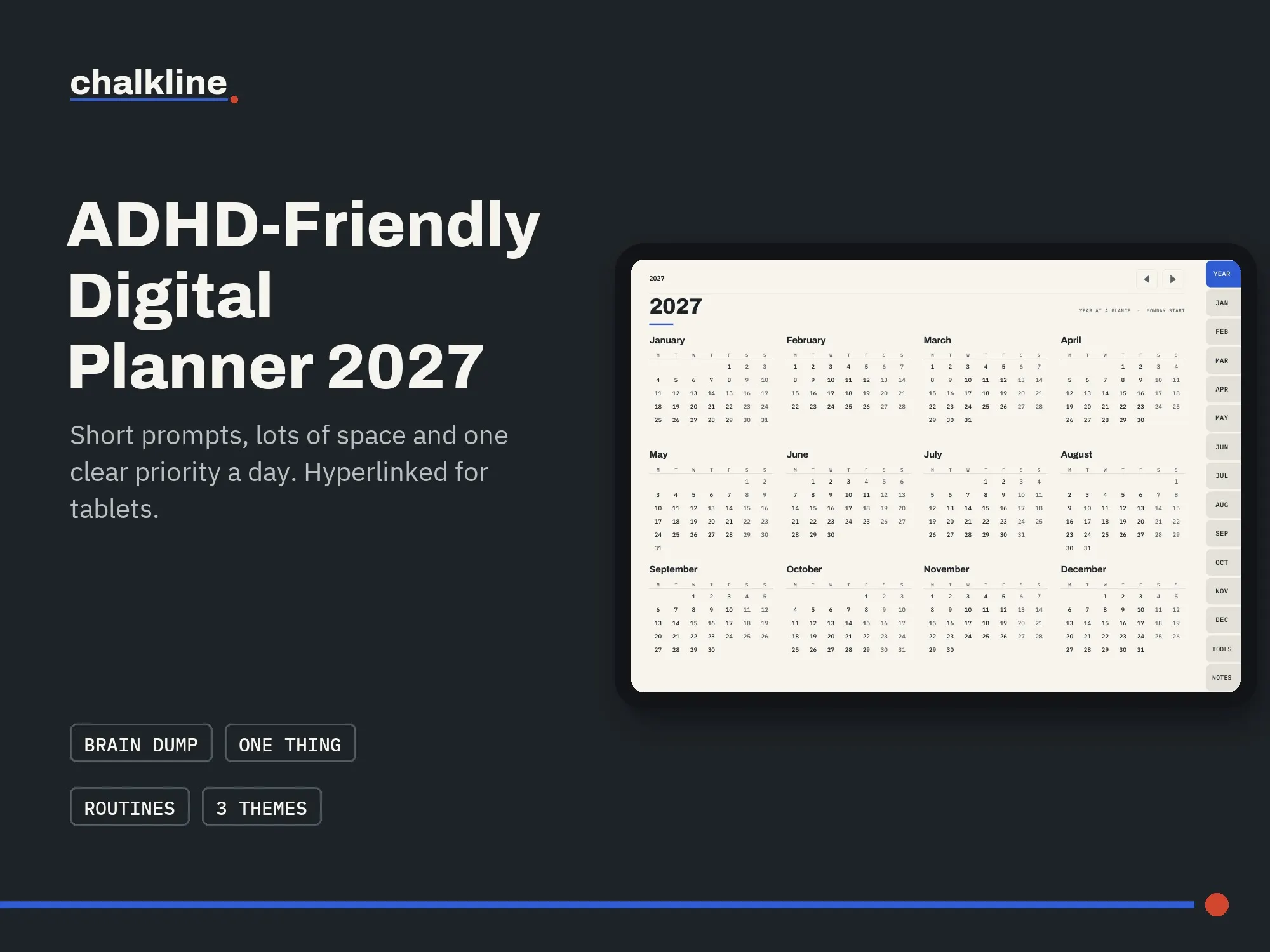 ADHD-Friendly Digital Planner 2027: cover image