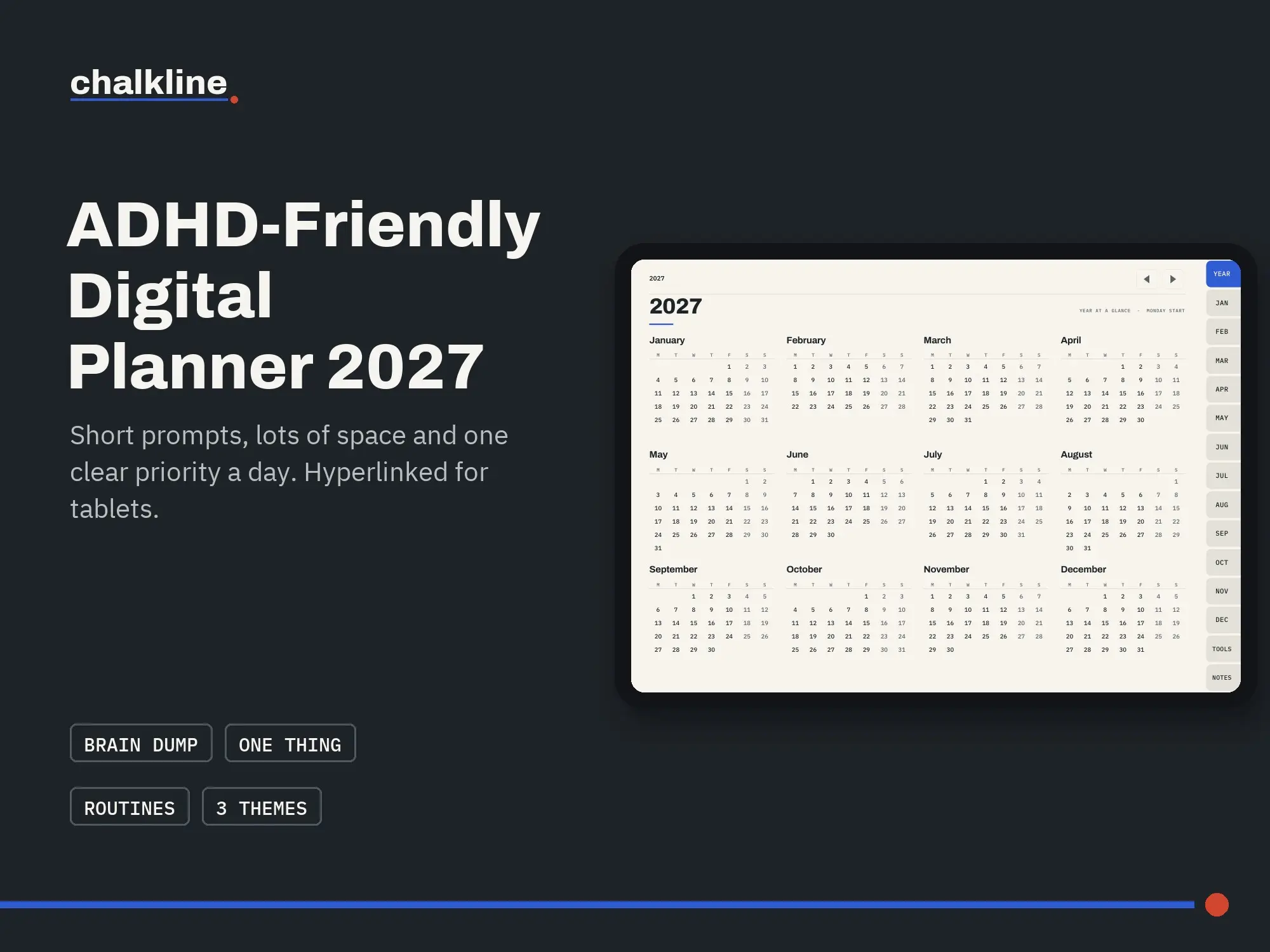 ADHD-Friendly Digital Planner 2027: cover image