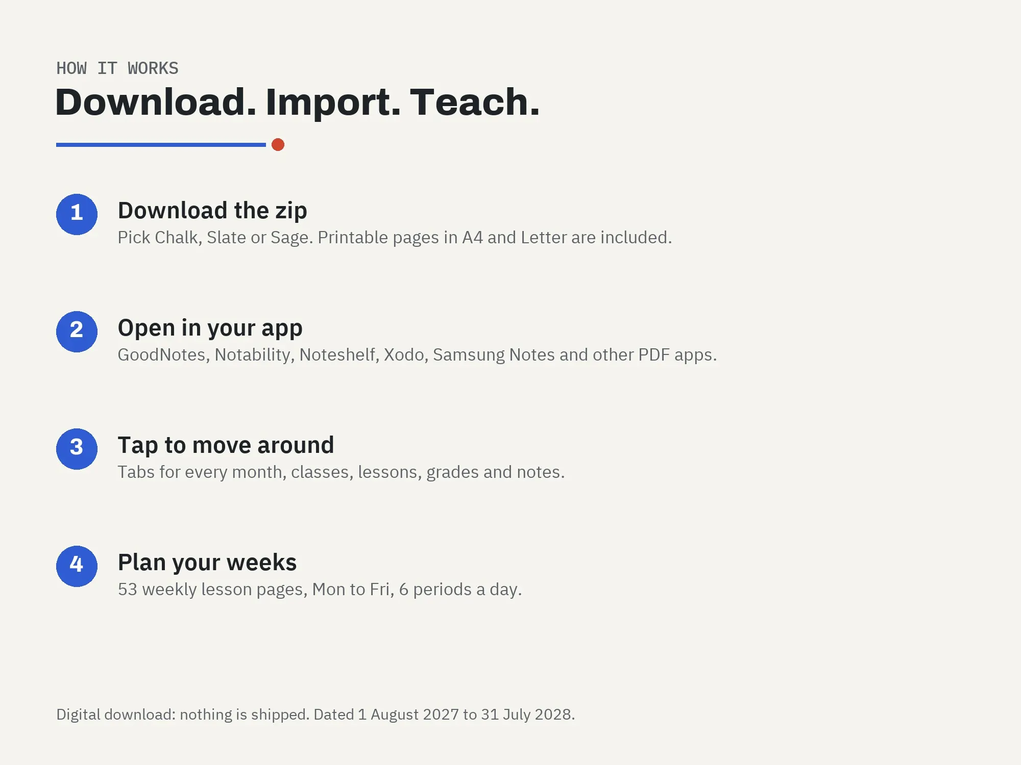 Teacher Planner 2027 to 28: how it works
